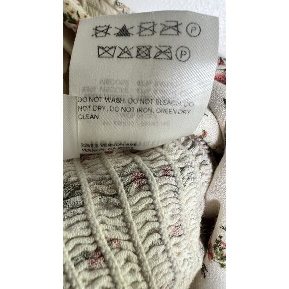 Reformation Ariana Ivory Floral Smocked Square Neck Tie-Sleeve Blouse Top Size 0 - Picture 10 of 11